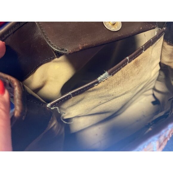 Vintage Brahmin Black Brown Croc Print Double Strap Bucket Handbag - Picture 13 of 14